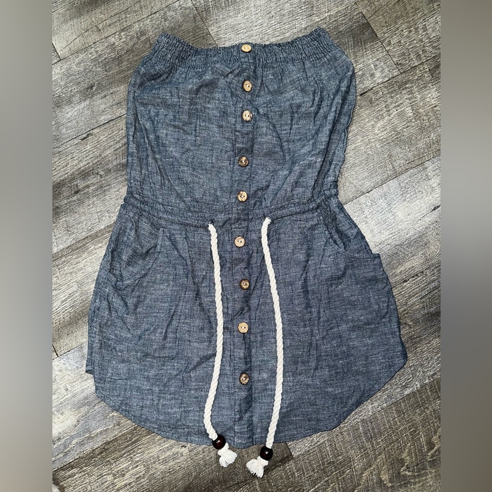 Derek Heart Chambray Button-Up Dress